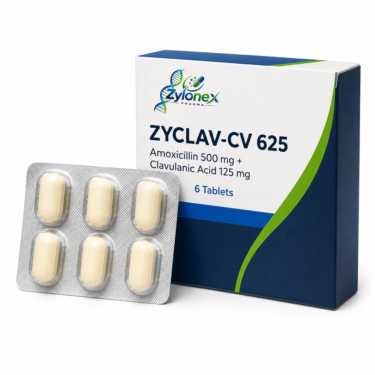 Catalogue packshot of ZYCLAV-CV 625 — Amoxicillin 500 mg + Clavulanic Acid 125 mg