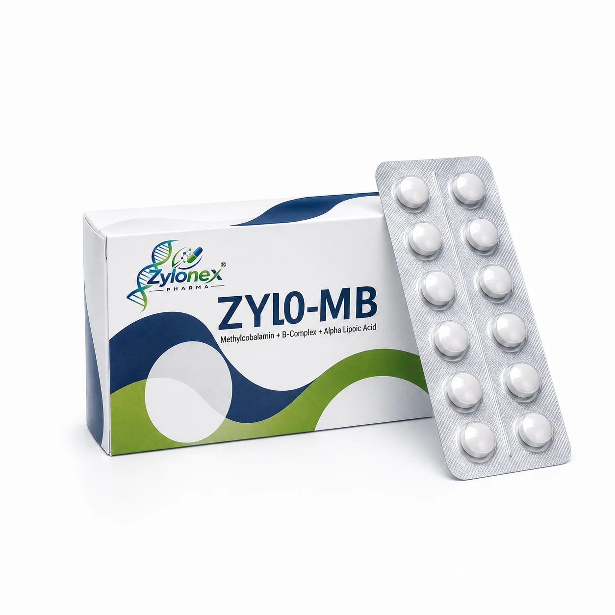 Catalogue packshot of ZYLO-MB — Methylcobalamin + B-Complex + Alpha Lipoic Acid