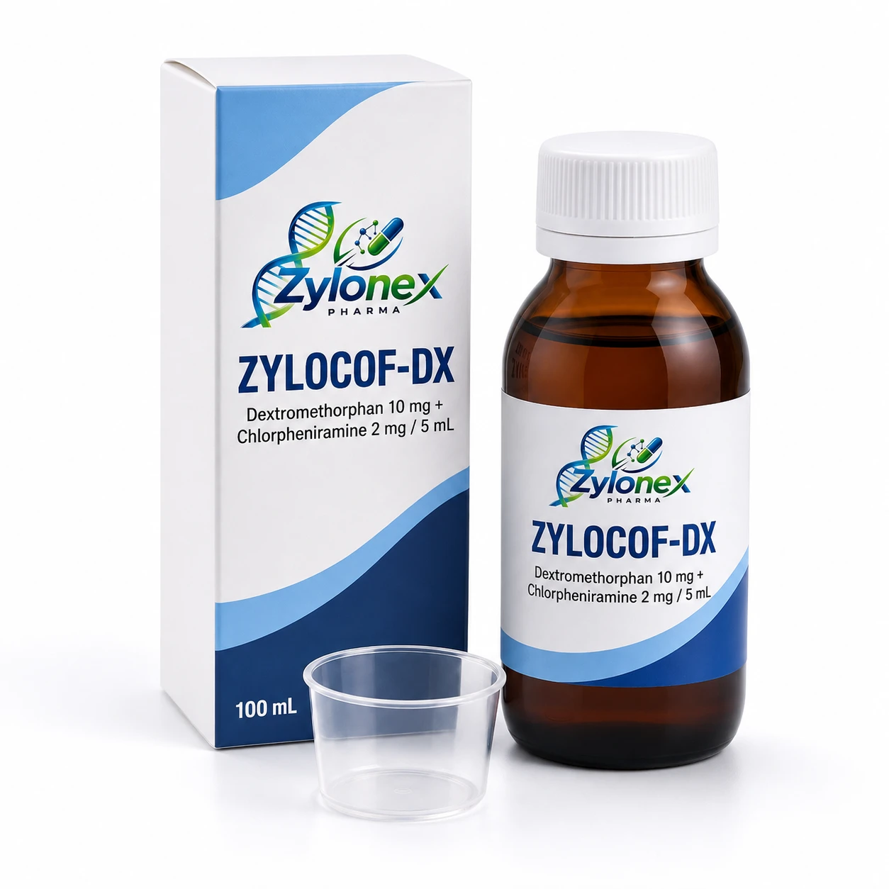 Catalogue packshot of ZYLOCOF-DX — Dextromethorphan 10 mg + Chlorpheniramine 2 mg / 5 mL