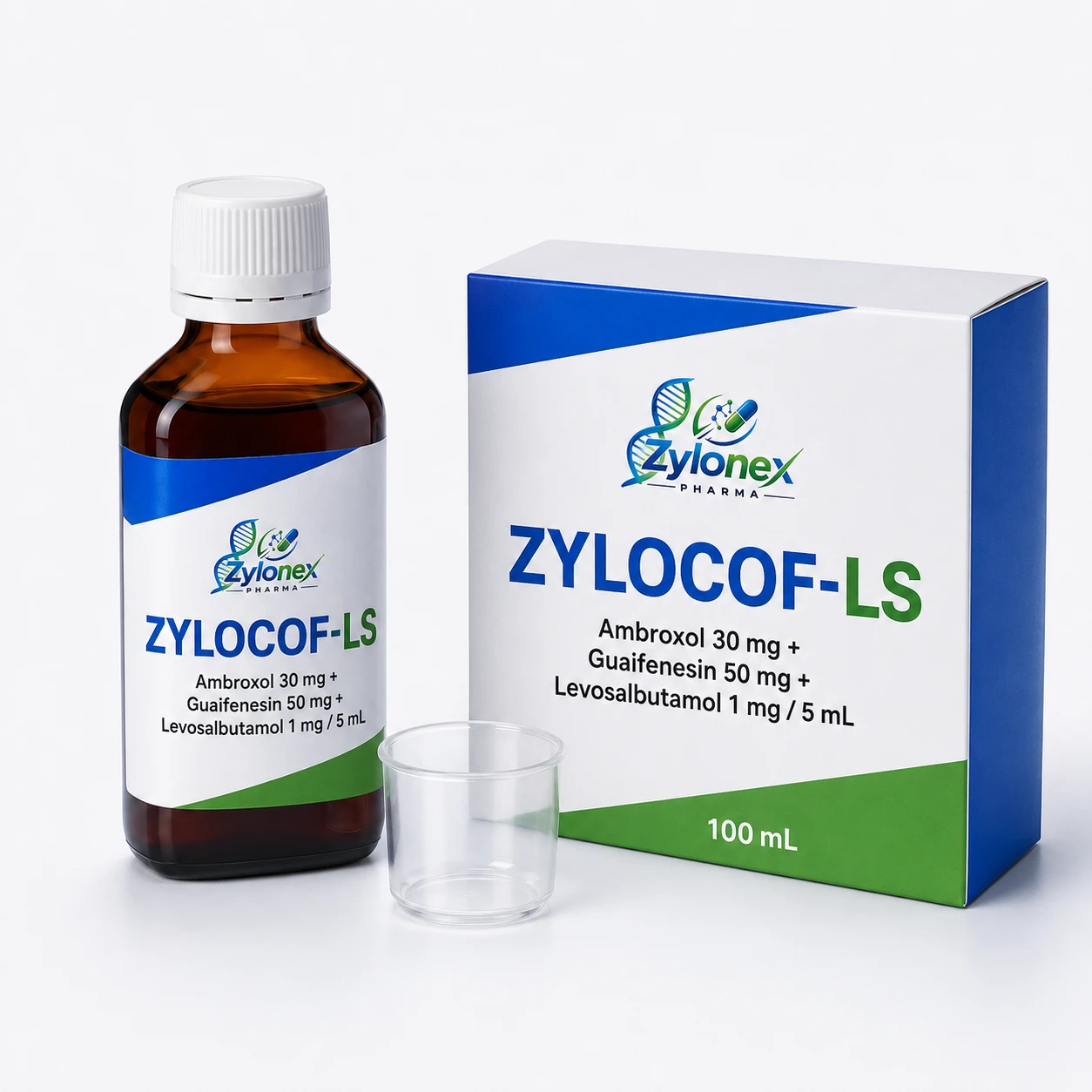 Catalogue packshot of ZYLOCOF-LS — Ambroxol 30 mg + Guaifenesin 50 mg + Levosalbutamol 1 mg / 5 mL