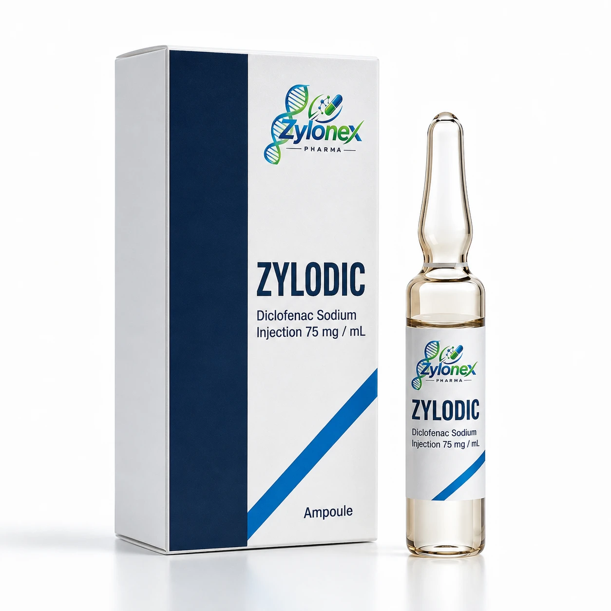 Catalogue packshot of ZYLODIC — Diclofenac Sodium Injection 75 mg / mL