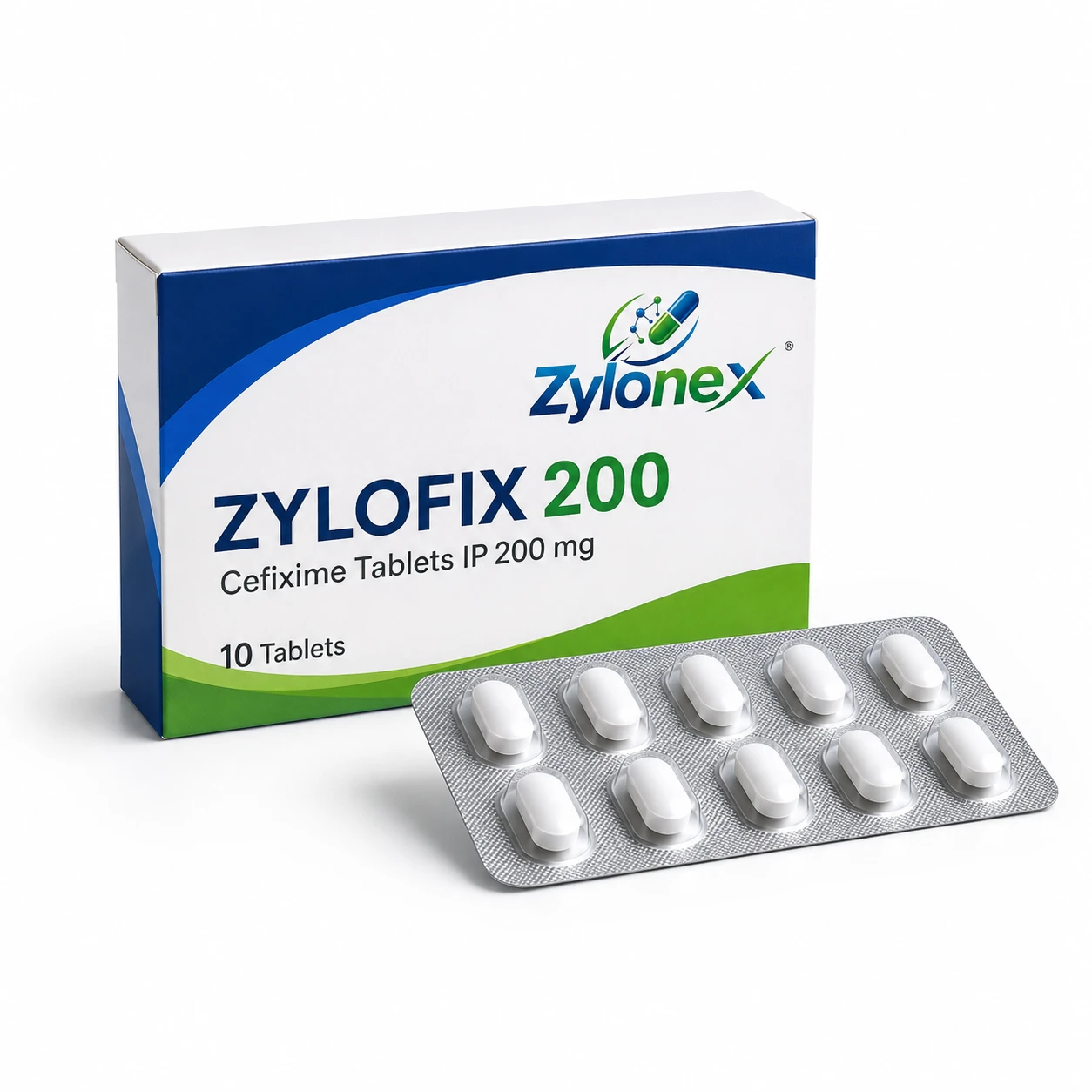 Catalogue packshot of ZYLOFIX 200 — Cefixime Tablets IP 200 mg