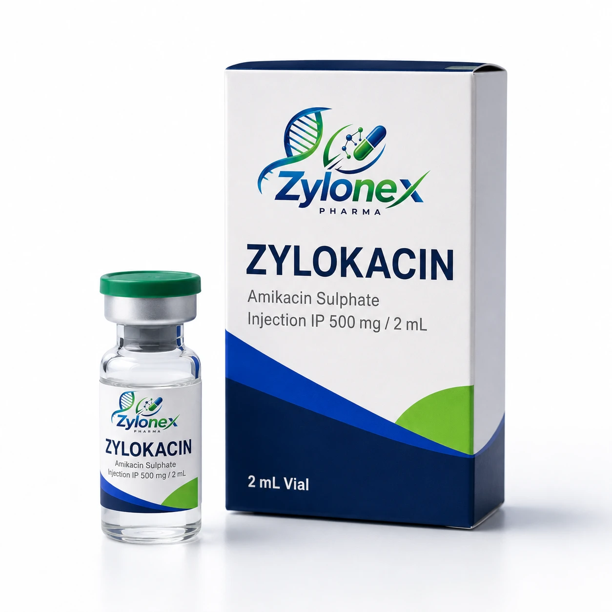 Catalogue packshot of ZYLOKACIN — Amikacin Sulphate Injection IP 500 mg / 2 mL