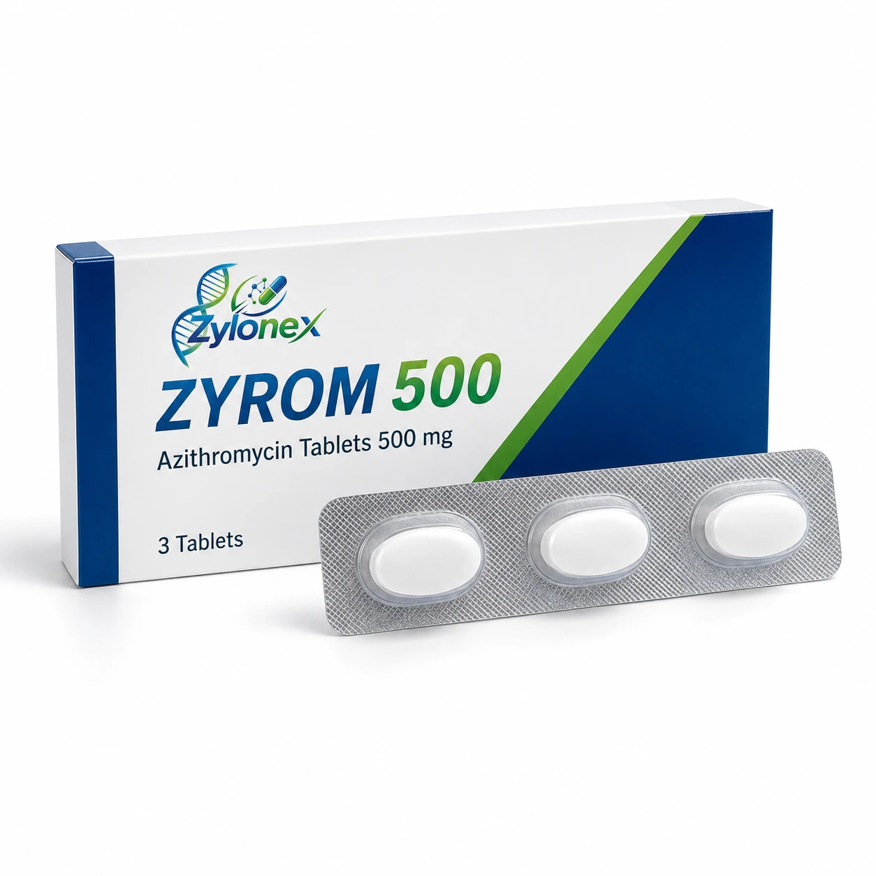 Catalogue packshot of ZYROM 500 — Azithromycin Tablets 500 mg